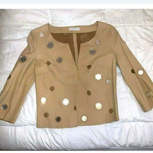 PRADA NAPPA LEATHER CROP TOP BLOUSE EU SIZE 42 *RIPPED* FITS LIKE A US Size 4